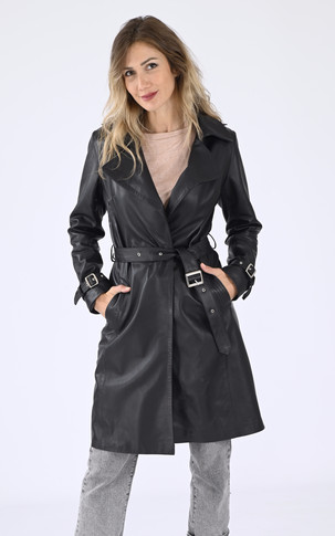 Long trench agneau noir