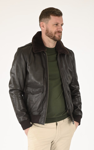 Blouson pilote cuir marron