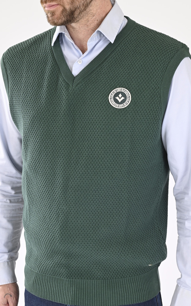 Pull sans manches coton vert Rivieras