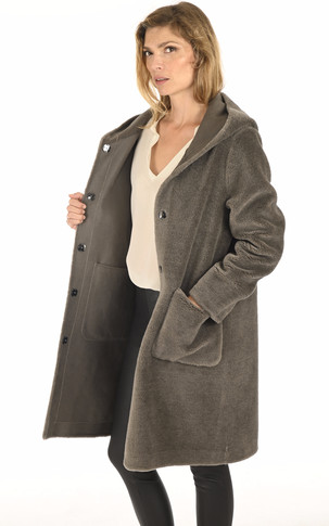 Manteau laine Angelique réversible gris