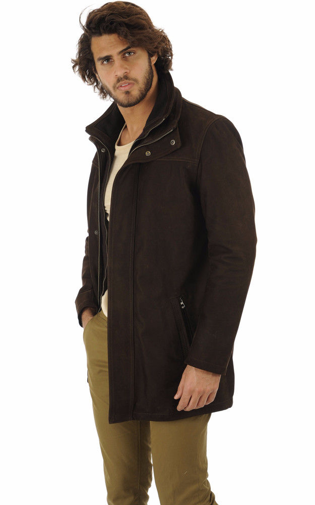 Veste Cuir Nubuck Marron La Canadienne - La Canadienne ...