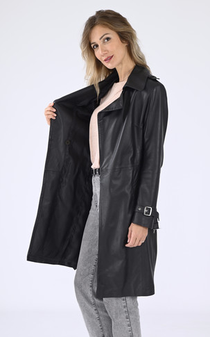 Long trench agneau noir