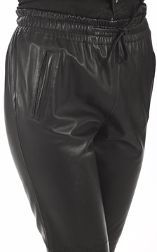 Pantalon jogpant cuir noir