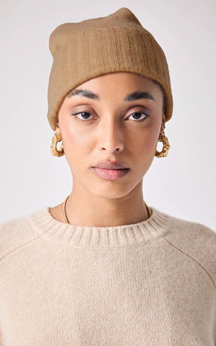 Bonnet cachemire camel