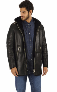 Veste mouton noir sale