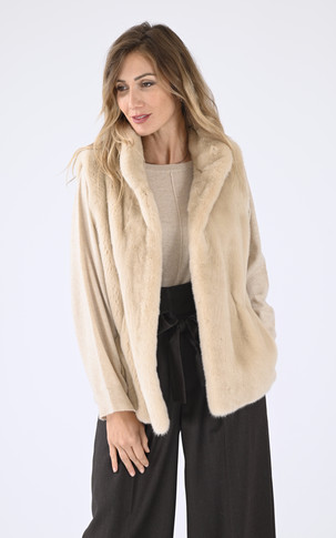 Gilet fourrure vison beige