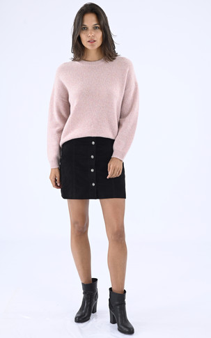 Pull col rond oversize cachemire rose