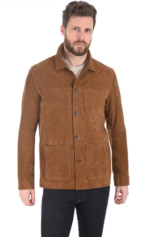 Veste cuir velours Bobby cognac