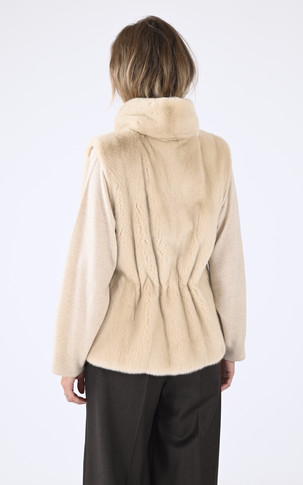 Gilet fourrure vison beige