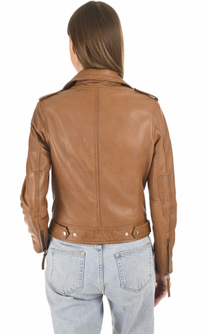 Blouson cuir agneau cognac