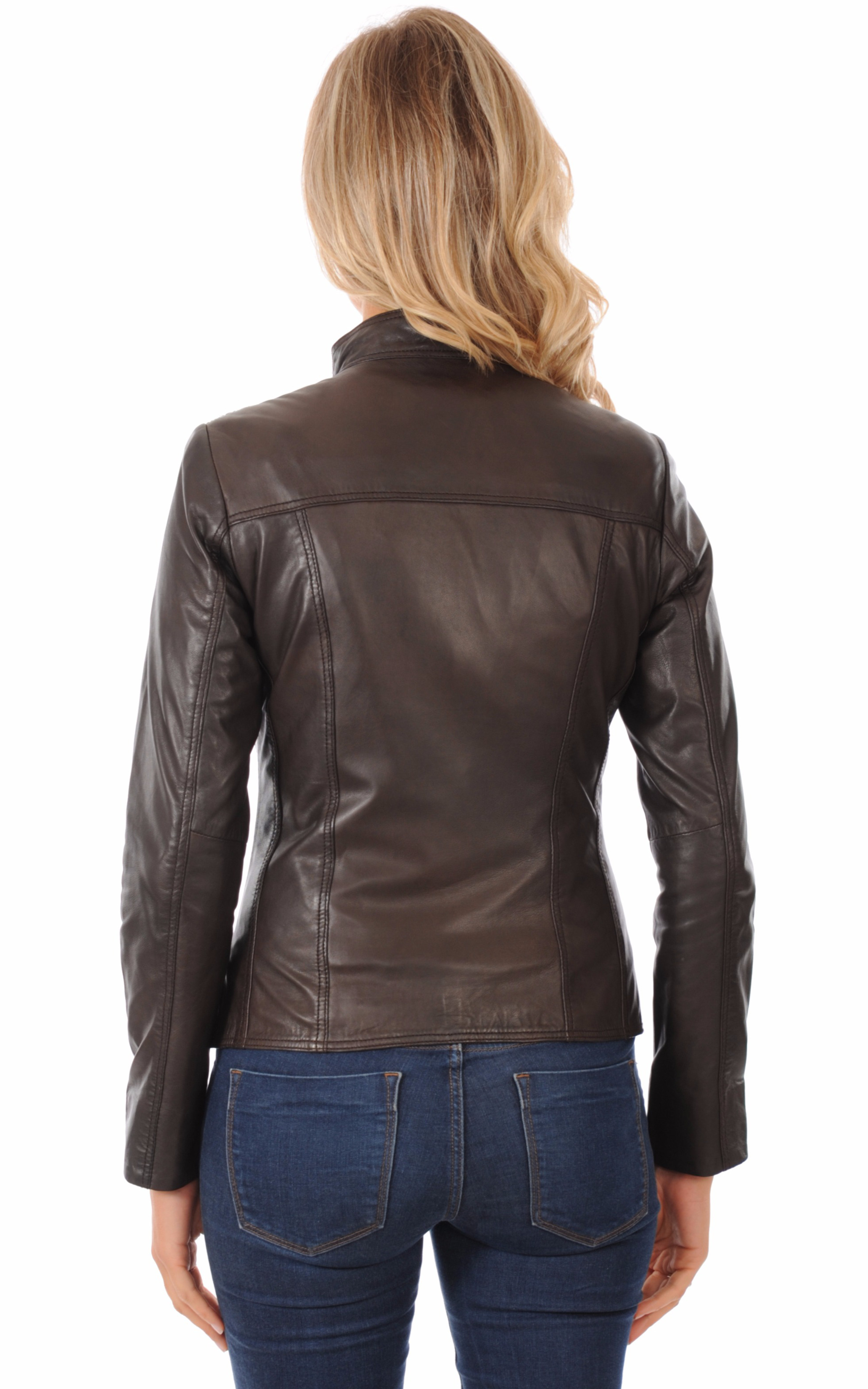 Blouson Cuir Marron Foncé Femme La Canadienne - La ...