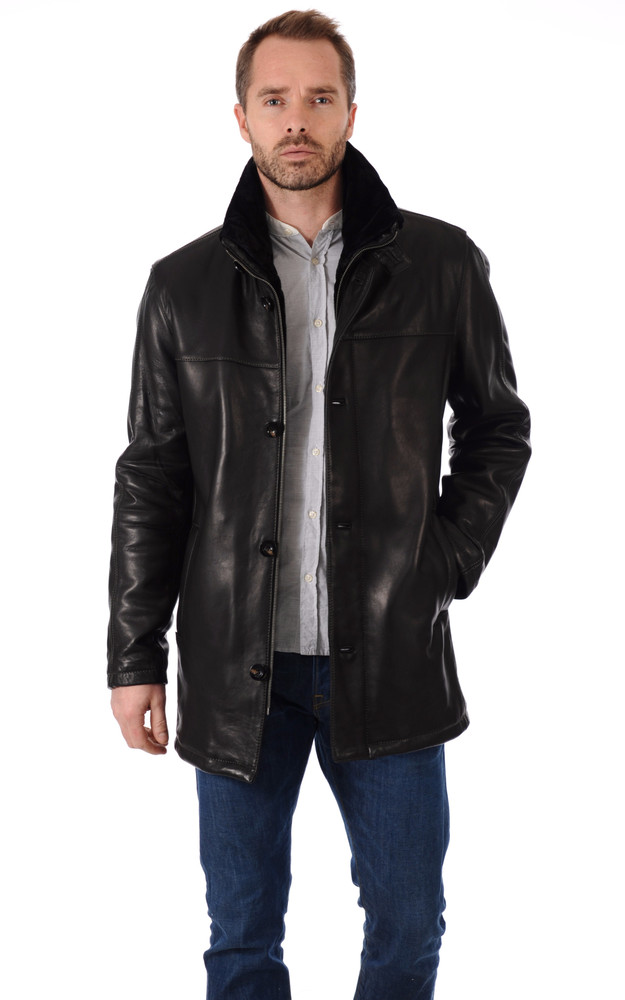 3/4 Cuir Chaud Noir Homme Smarty - La Canadienne - Veste ...