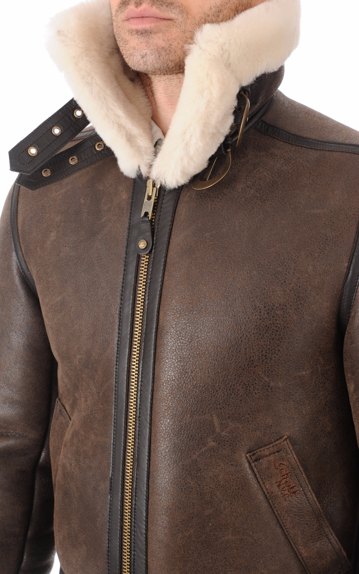 Bombardier LC1259 Marron Schott La Canadienne Blouson Bombardier Mouton Homme Schott LC1259 Schott Cuir