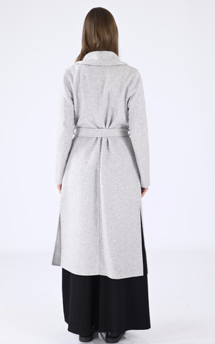 Long manteau laine gris