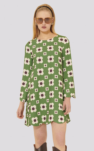 Robe verte imprimée fleurs