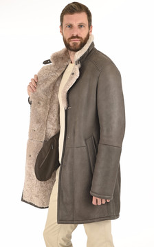 Manteau peau lainée gris