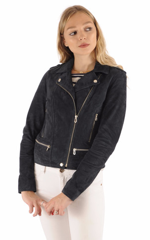 Blouson cuir velours Vegazip Navy blue