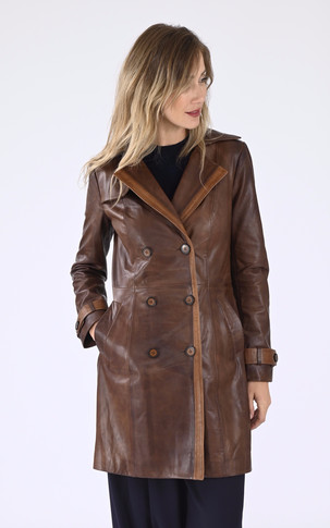 Trench cuir cognac