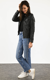 Veste en cuir style motard femme hot sale