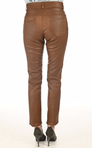 Pantalon Jean cuir stretch cognac