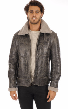 Blouson Peau Lainée Gris Blouson Peau Lainée Gris