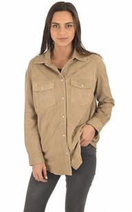 Chemise cuir velours Zen beige Oakwood La Canadienne Hauts Chemises Nubuck et Daim Beige