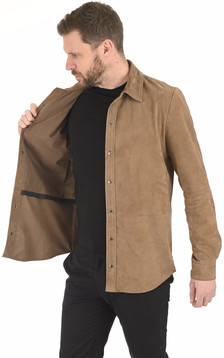 Chemise M001 cuir velours taupe