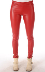 Legging agneau strech rouge La Canadienne La Canadienne Pantalons shorts Cuir Rouge