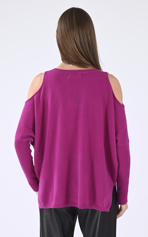 Pull ajouré cachemire fushia