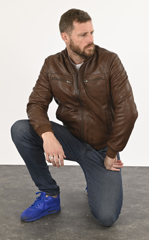 Blouson agneau capuche marron
