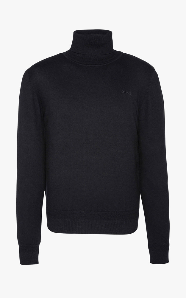 Pull col roulé noir Schott