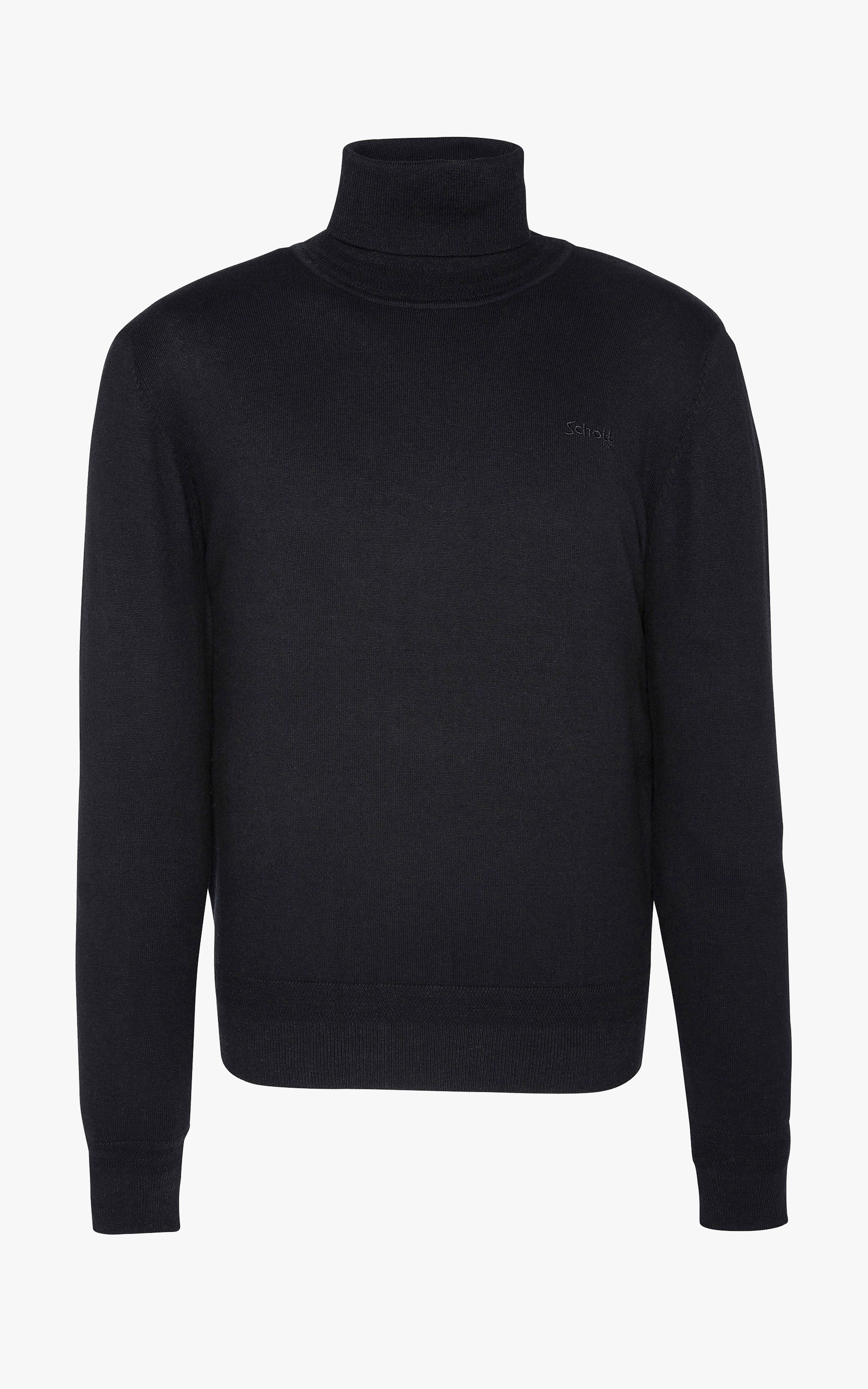 Pull col roulé noir Schott