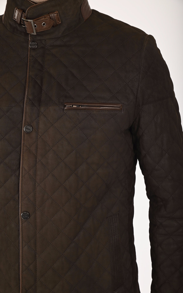 Veste cuir matelassée marron chocolat La Canadienne