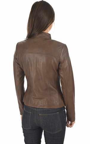 Blouson cuir marron femme