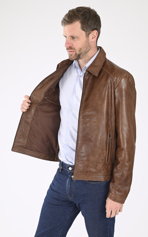 Blouson cuir souple agneau marron