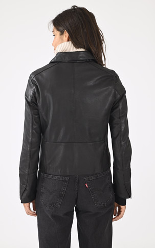 Veste cuir Leslie noire