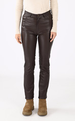Pantalon cuir stretch chocolat