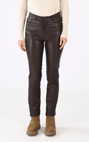 Pantalon cuir stretch chocolat