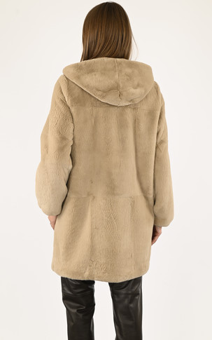 Manteau fourrure beige