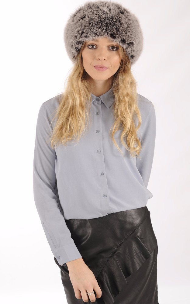 Gena Toque CuirFourrure en Renard femme Noir U Renard Argente