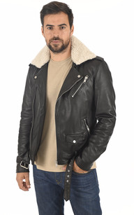 Veste en jean noir col mouton homme hot sale