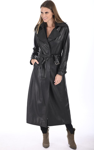 Maxi trench agneau noir