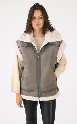 Gilet laine mouton taupe