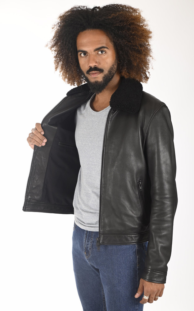 Blouson Random noir col mouton Serge Pariente