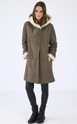 Manteau confort agneau velours taupe