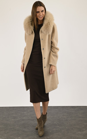 Manteau laine et renard camel