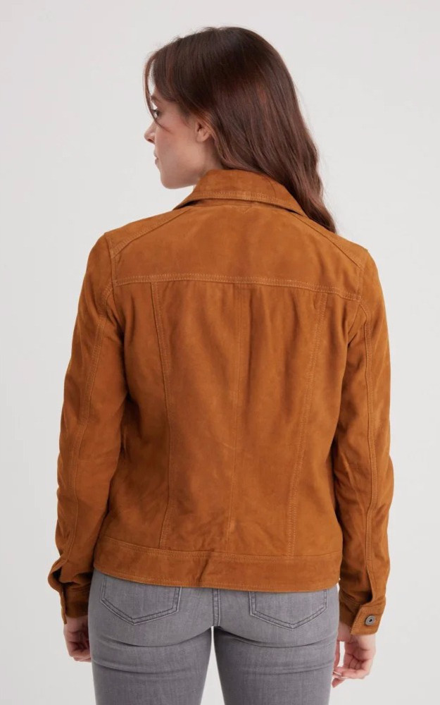 Blouson cuir velours Jeanne Cognac Rose Garden