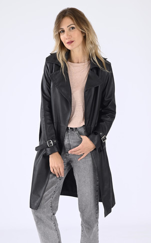 Long trench agneau noir