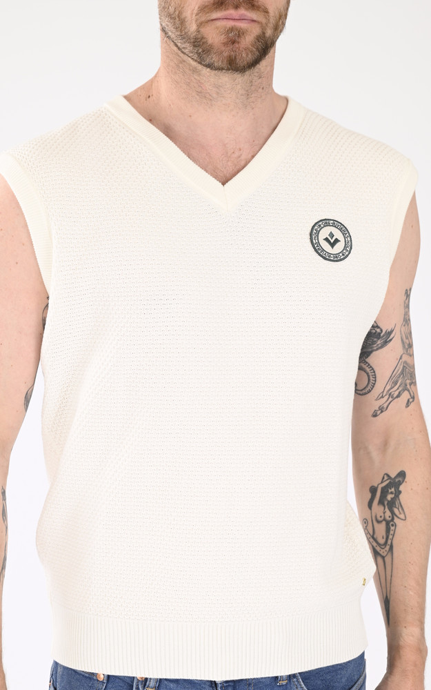 Pull sans manches coton écru Rivieras
