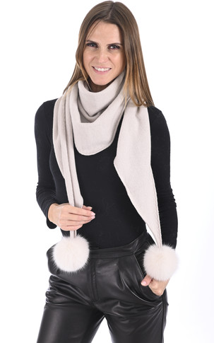Echarpe cachemire et renard beige